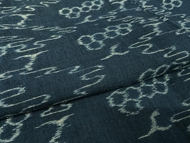 平和屋着物▽久留米絣 単衣 紬 宝尽くし 綿 正絹 逸品 BAAM7890pm
