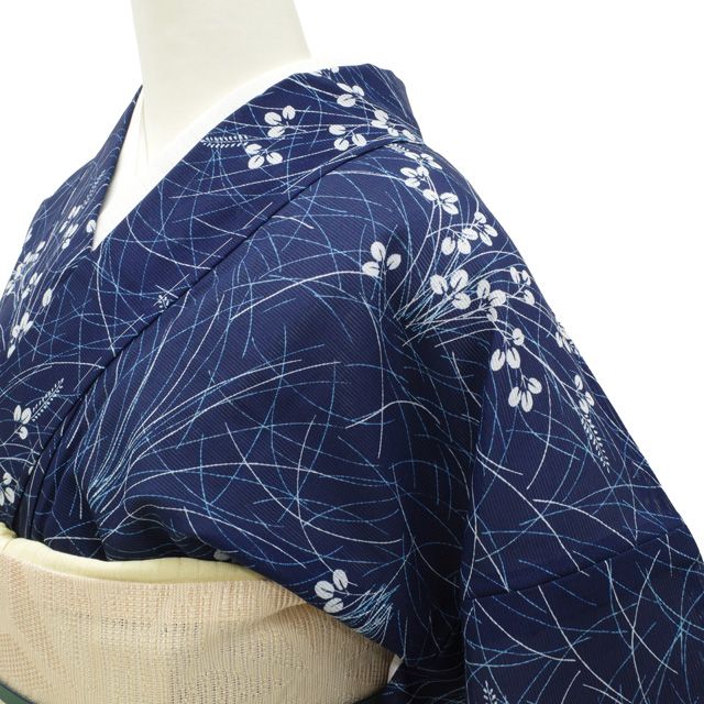 ※アッシュページ：A-1216 夏小紋着物 正絹 霞取り 組紐【未使用品】 アッシュページ：A-1216 夏小紋着物 正絹 霞取り 組紐【未使用品