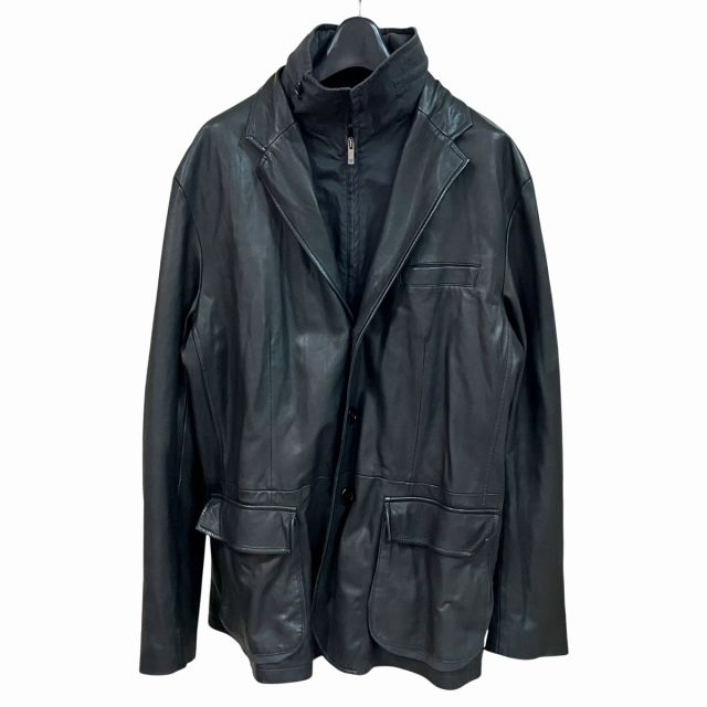 エンポリオ・アルマーニ【美品】　　　　　黒 レザー シングルライダースジャケット エンポリオアルマーニ EMPORIO ARMANI レザージャケット