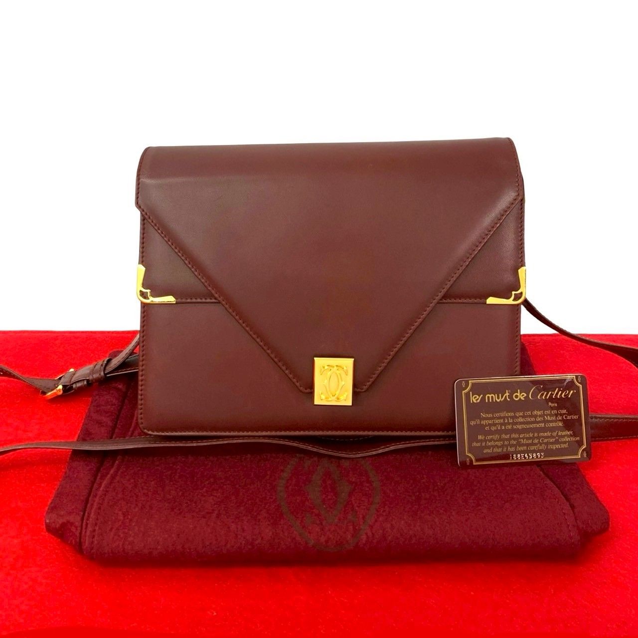 極 美品 袋 カード付き CARTIER カルティエ マストライン カーフ