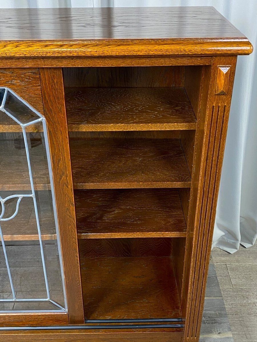 GT91 三越 家具 ブルージュ オーク ガラス キャビネット ステンド