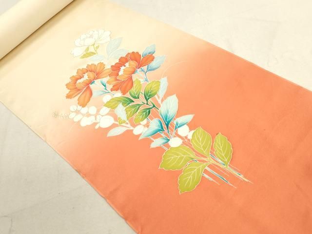 平和屋着物▽付下げ 反物 着尺 枝花文 暈し染め 金彩 逸品 未