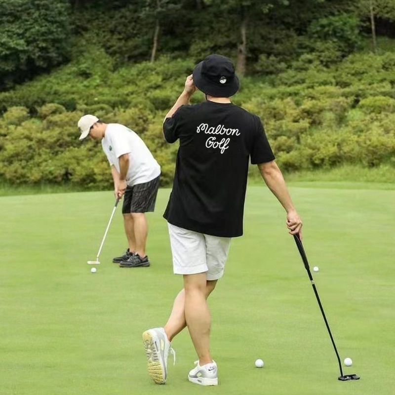 新品未使用】 malbon golf マルボンゴルフ LOGO 半袖 Tシャツ クルーネック 速乾 紫外線対策 ゴルフウェア メンズ ウェア 韓国  ゴルフ ゆったり カジュアル 2色 大人気 - メルカリ