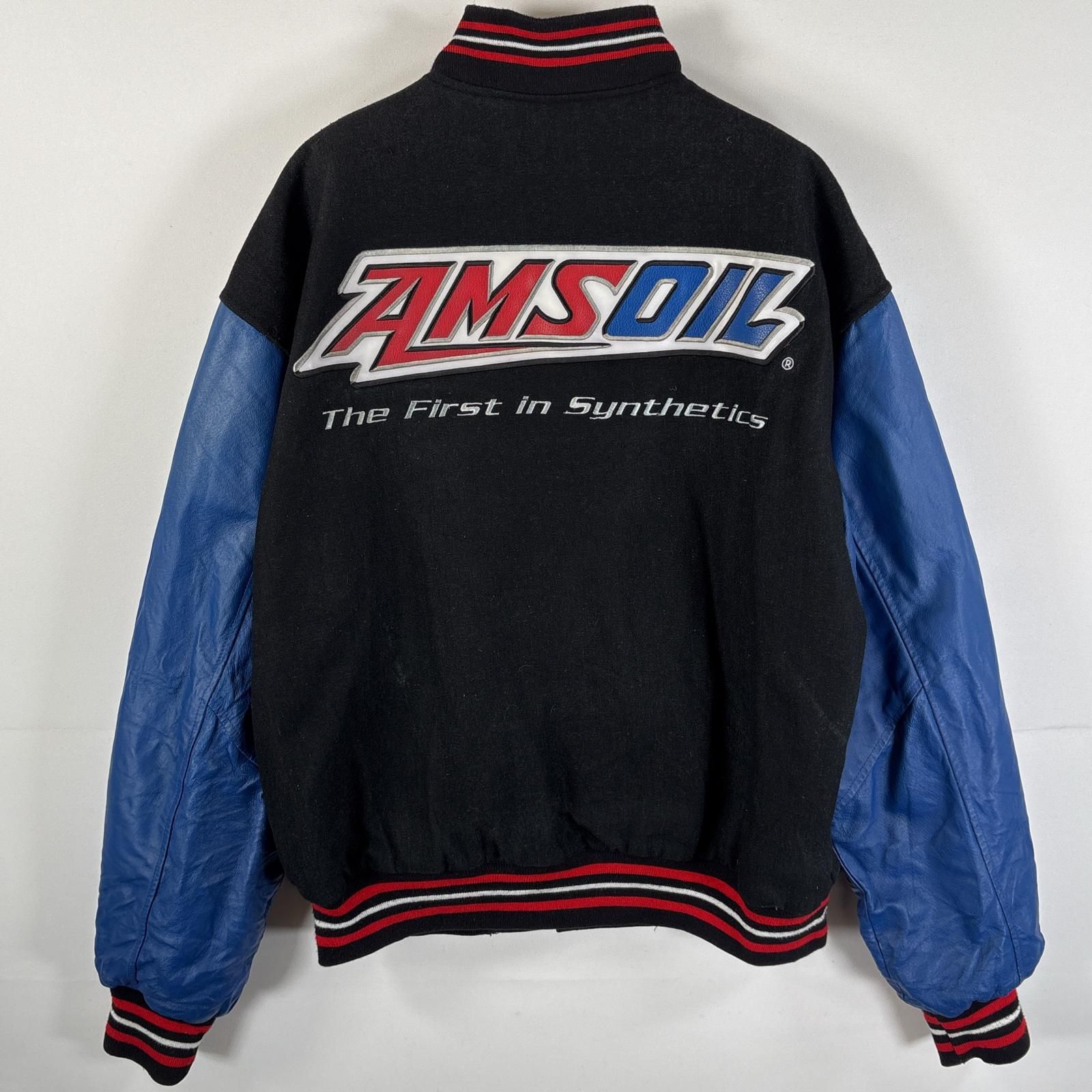 古着 JH DESIGN スタジャン 袖レザー リバーシブル ビッグ刺繍ロゴ