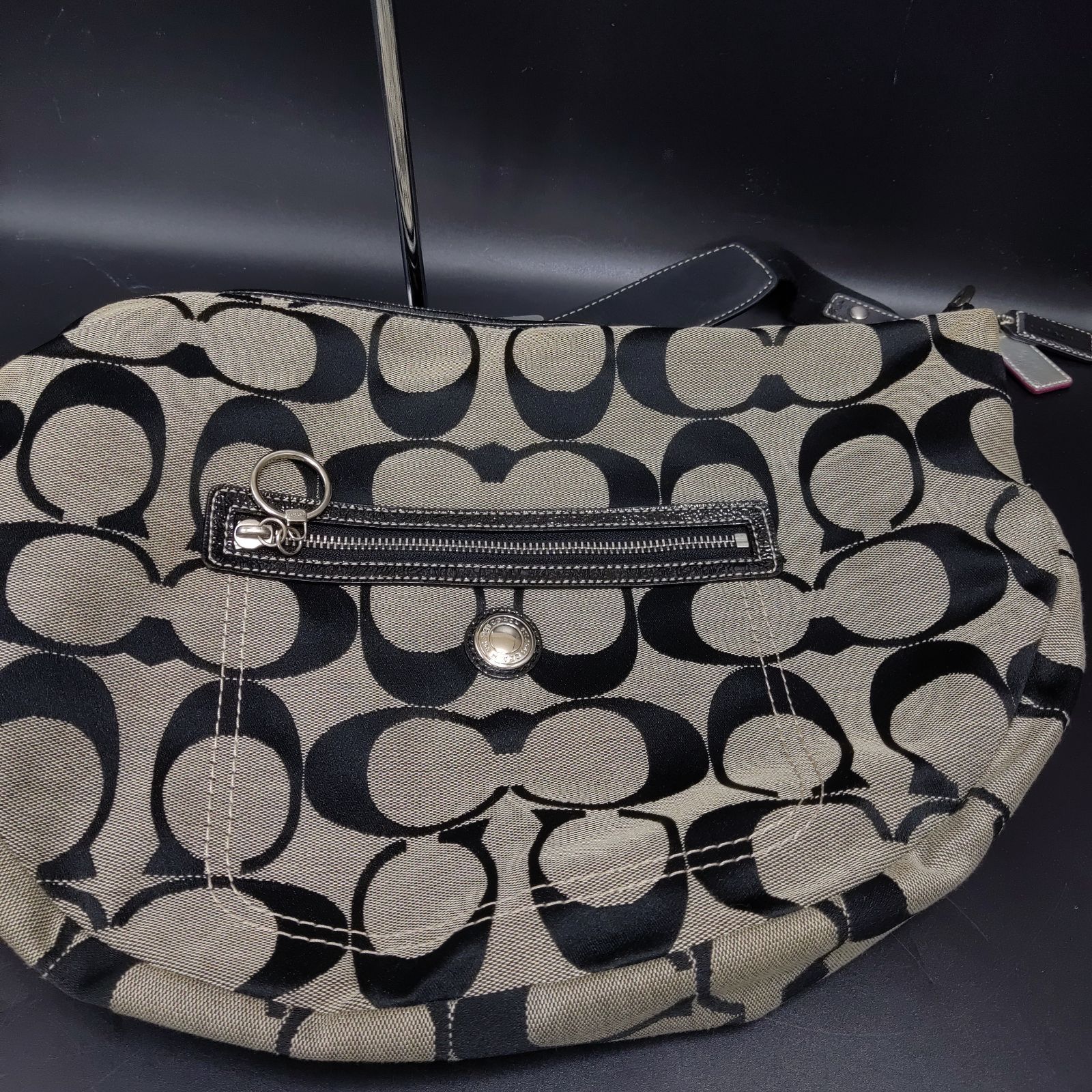 COACH ショルダーバッグ シグネチャー ブラック キャンバスF14870 