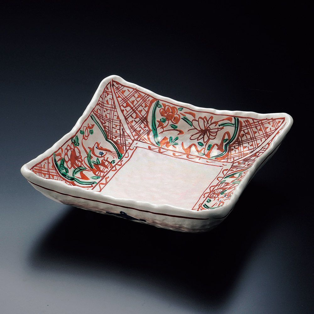 志野釉万歴７.５角皿 大鉢 盛鉢