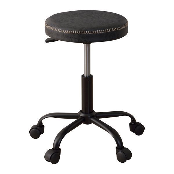 スツール ブラック （約W51×D51×H44.5-56.6cm） 組立式