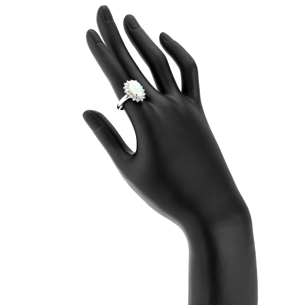 リング 指輪 ホワイトオパール 2.09ct ダイヤモンド Pt900 13号 中古