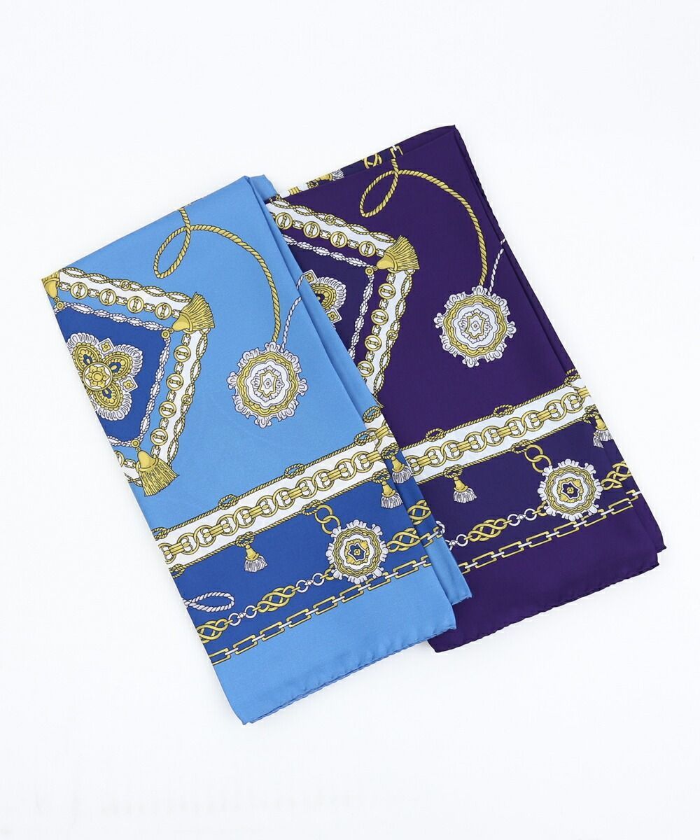 レレ LELLE シルク スクエア チェーンプリント スカーフ バンダナ・MA