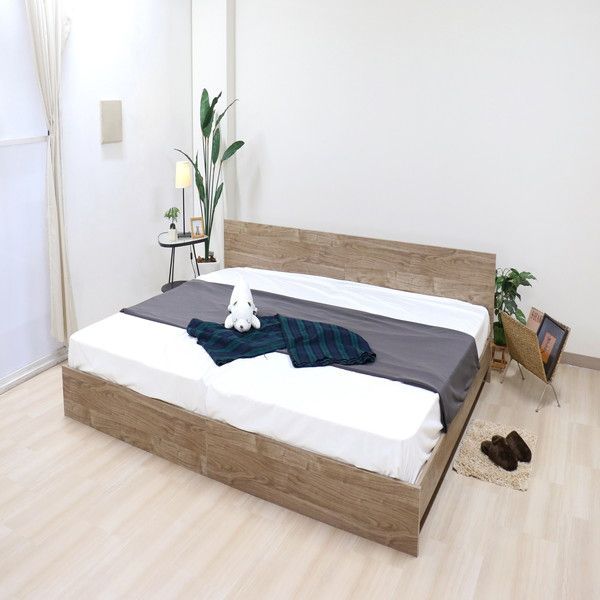 ベッド キング 約幅196cm フレームのみ アッシュブラウン bred-panel 組立式 マットレス別売 ベッドフレーム 代引不可 NEXPOTALLINN_EU