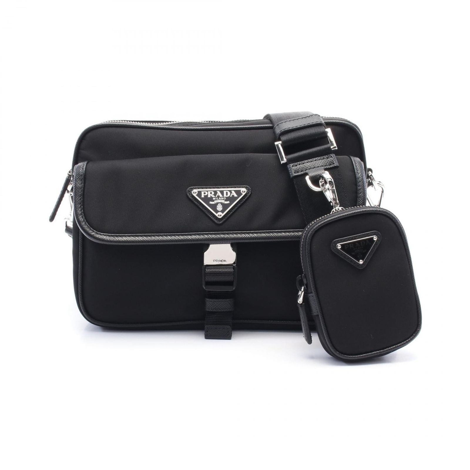 プラダ PRADA ショルダーバッグ Re-Nylon 2VH133 ブラック ナイロン レザー Re-Nylon ショルダーバッグ メンズ Used A