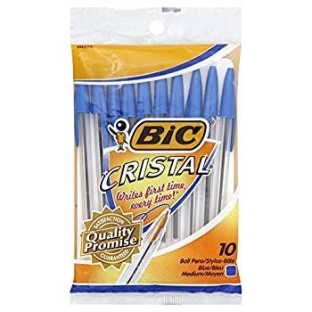 Bic Medium Blue Point Cristal Sticボールペン、10カウント1パック???- 6?perケース。