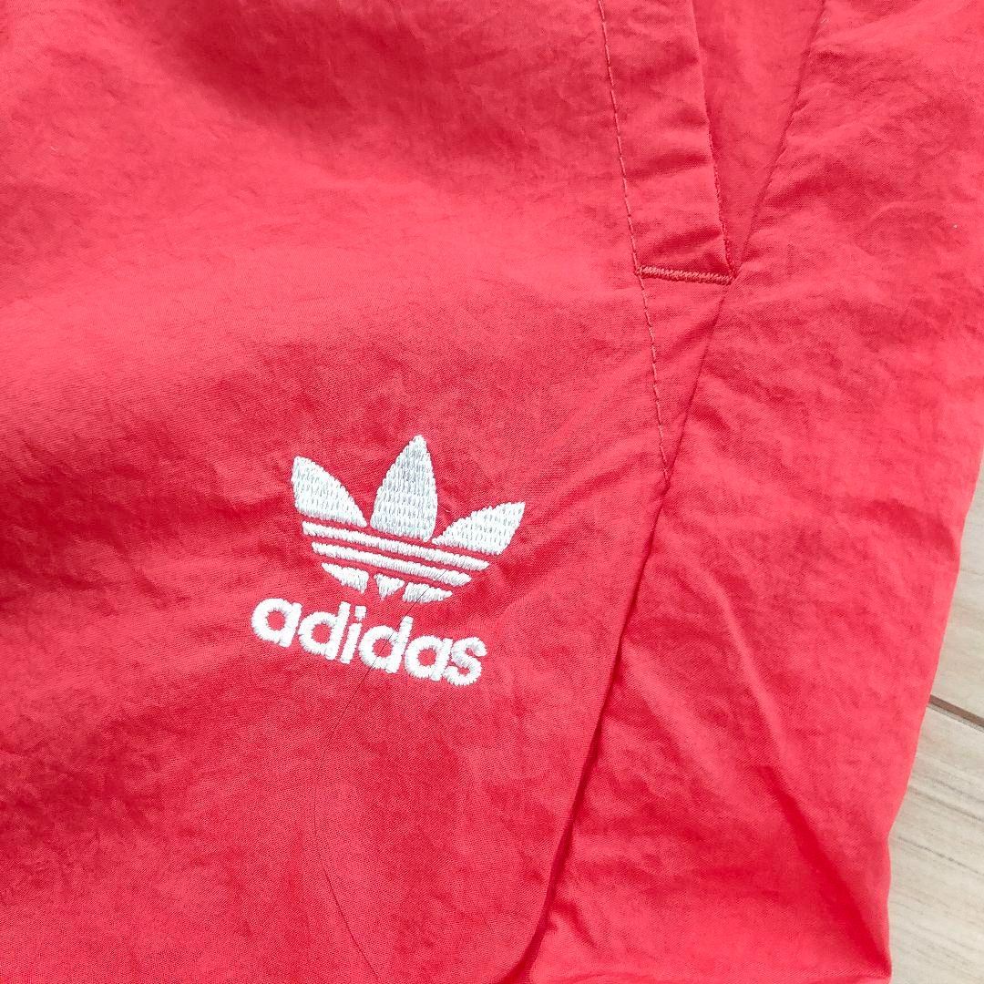 新品 adidas 赤 ラージロゴ ウーブン ナイロンパンツ アディダス 女性M 