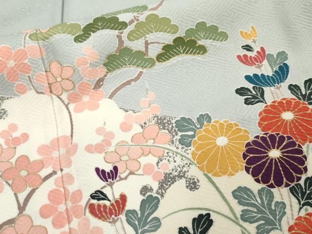 平和屋着物□訪問着 草花文 金彩 正絹 逸品 CAAJ5961vf