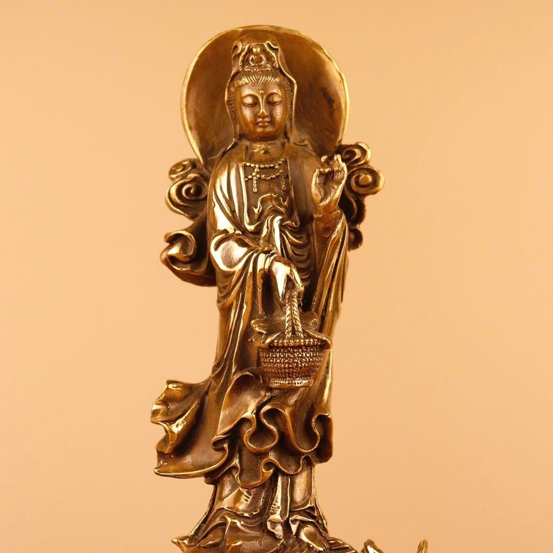 仏教美術 観世音菩薩 駅魚提籠観音仏像 銅像 置物 菩薩 供養 仏教美術 観世音菩薩 駅魚提籠観音仏像 銅像 置物 菩薩 供養