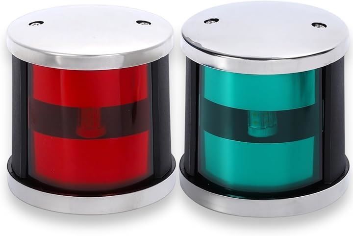 Kanoan 航海灯 LED 12V 24V 兼用 左右セット 左舷灯 右舷灯 船 小型船 釣り船 ボート ヨット 漁船 ナビゲーション 船首灯 船尾灯 走行灯 赤 緑