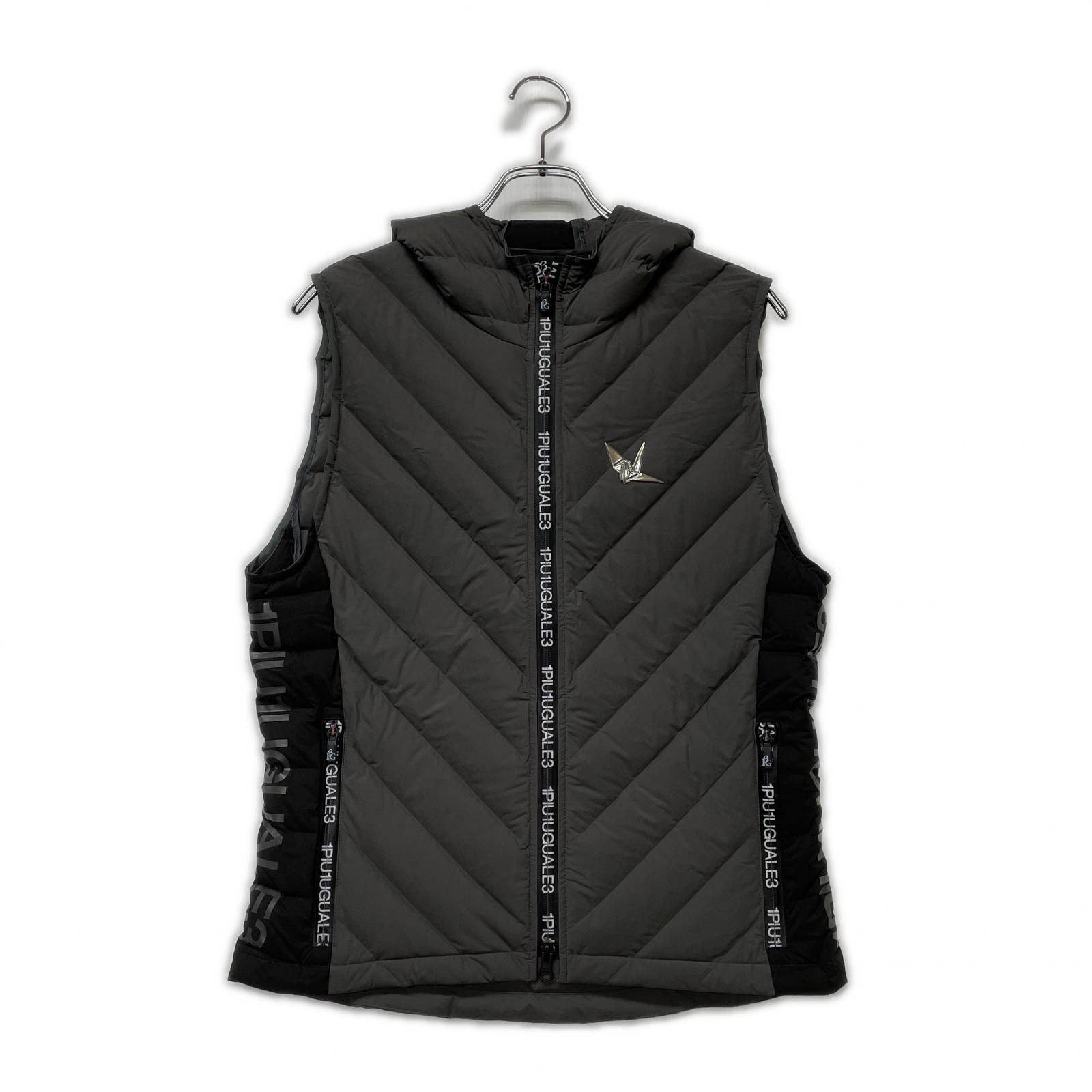 メンズ ウノピュウノウグァーレトレ 1piu1uguale3 ダウンベスト 3 S グレー フーディ フルジップ ロゴマーク