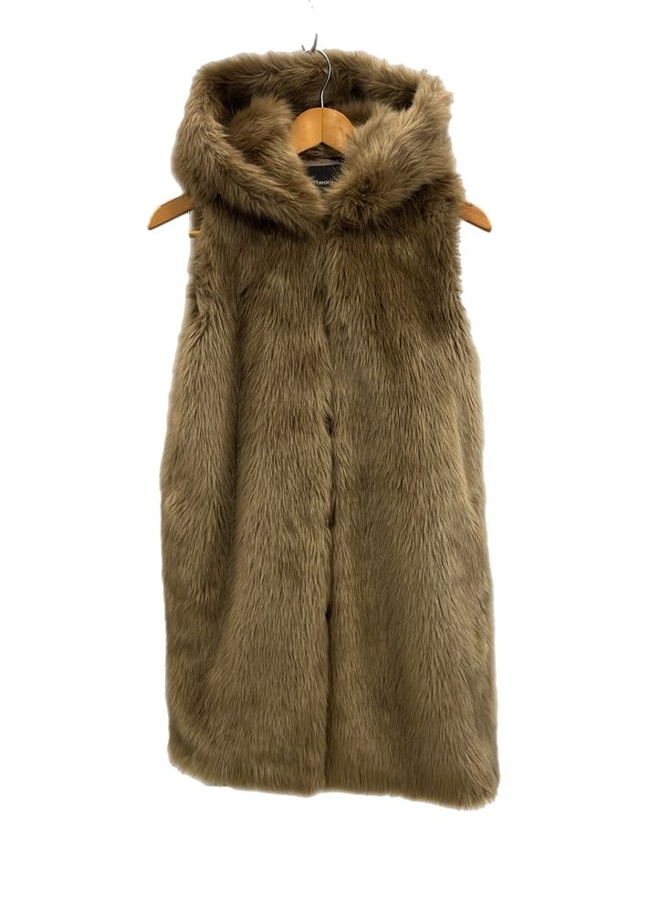 セオリー theory ファーベスト フード付き 01-8302602-343-902 ベスト ブラウン Sサイズ 101LT-156