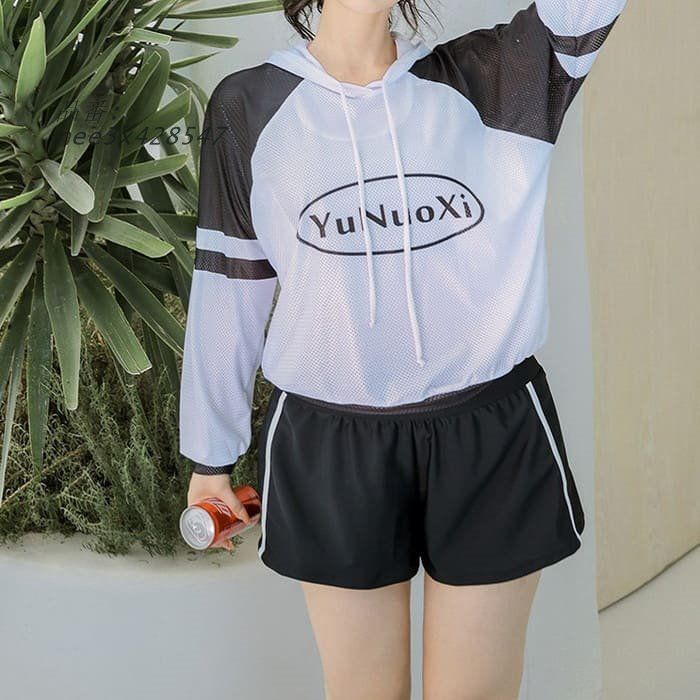 全 水着 レディース 高校生 中学生 ラッシュガード 3点セット タンキニ 体型カバー 20代 10代 スポーティー 4241