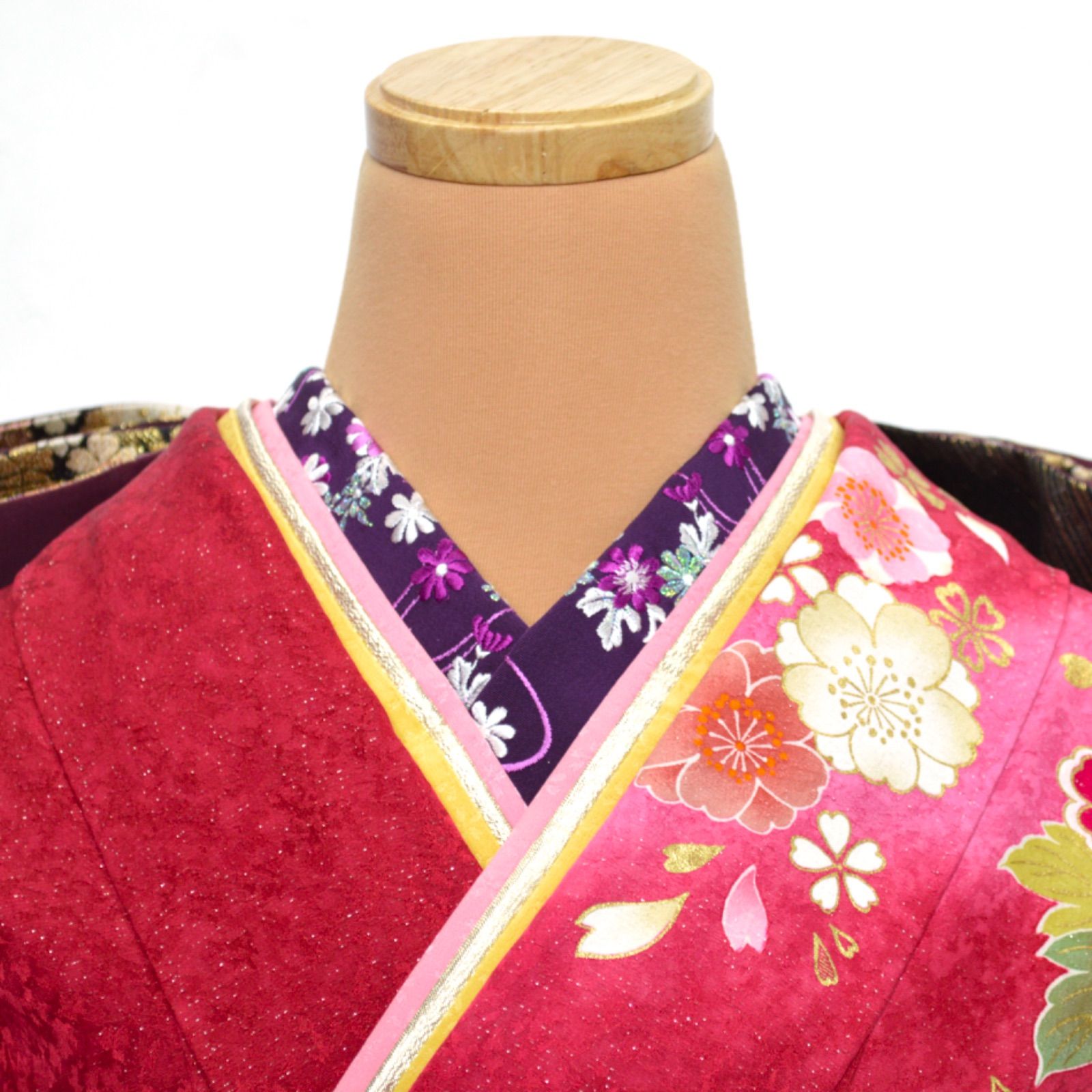 美品》正絹 振袖フルセット M〜Lサイズ 成人式 新古典 金彩 レッド