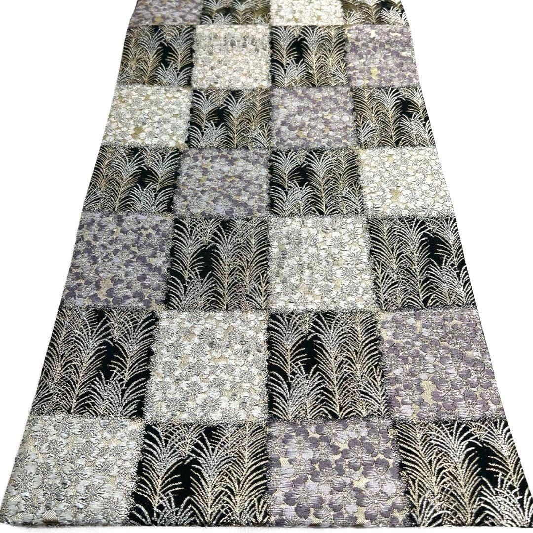 未着用 市松模様 桜花 大王松 金糸 銀糸 袋帯 着物 035a p 【公式通販】
