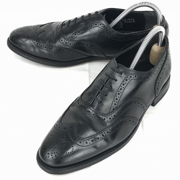 USA老舗 NUNN BUSH ナンブッシュ ビンテージ本革 グッドイヤー製法 ウイングチップ 26.5 黒 フルブローグ ビジネス◆F-179