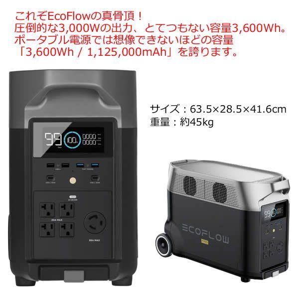 EcoFlow 大容量ポータブル電源 DELTA PRO コストコオリジナルセット 