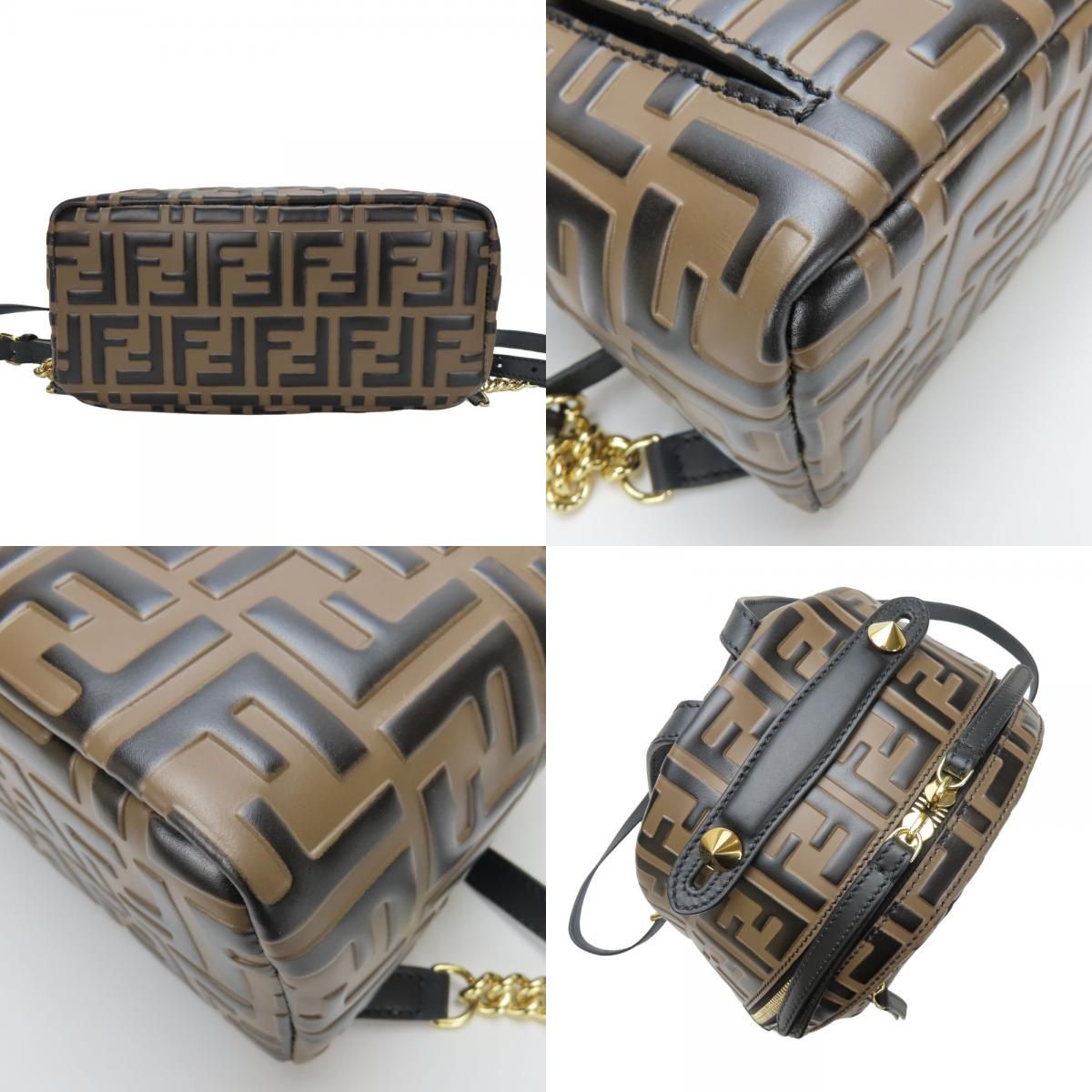 FENDI バックパック フェンディ リュック 8BZ038 バルブ ほぼ未使用 ネット限定】 】FENDI フェンディ スタッズロゴミニバックパック