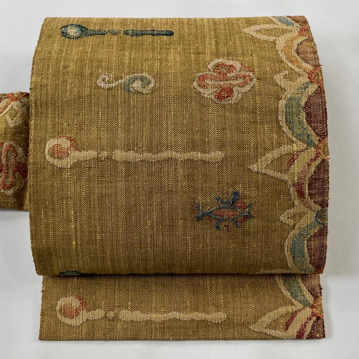 しゃれ袋帯 袋帯 花柄 着物 帯 洒落袋帯 丸に花 流水の織出し