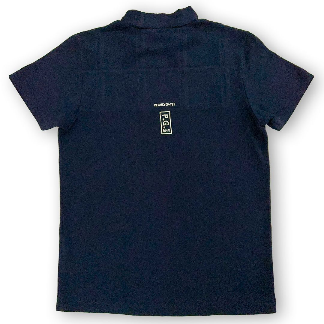 パーリーゲイツ リンクスジャガード半袖モックネック サイズ5 ネイビー