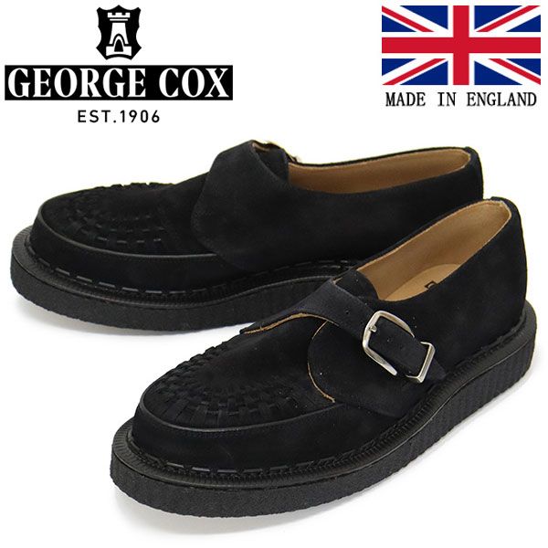 GEORGE COX (ジョージコックス) HAMILTON ALASKA IVC ラバーソール レザーシューズ 090 BLACK SUEDE gc UK10-約29.0cm