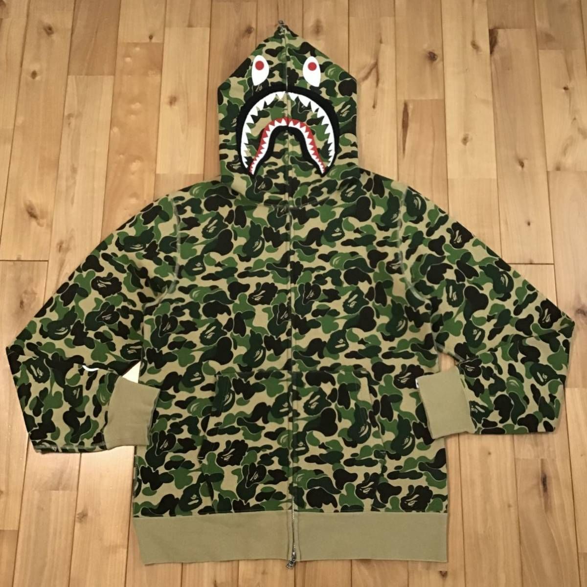 新しいスタイル ☆激レア APE abc camo green シャークパーカー XL