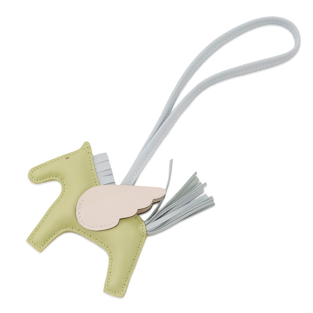 エルメス バッグチャーム ロデオPM ペガサス ジョーヌブルジョン|ブルーブリュム|ナタ ラムスキン Z刻印