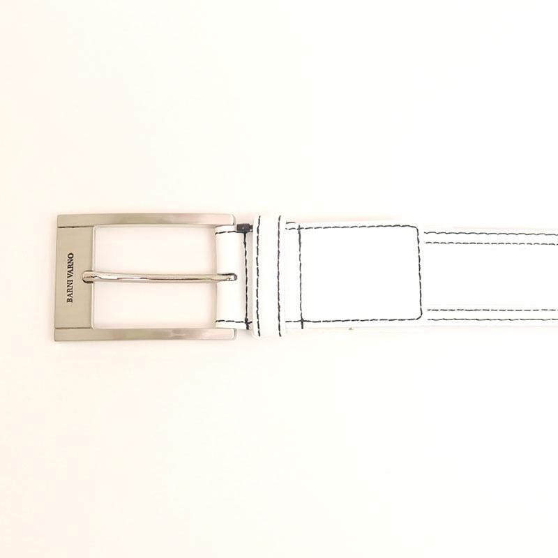新品BARNI VARNO ホワイト マルチカラー ベルト バーニヴァーノ 牛革 カラフルロゴ 刺しゅう ベルト Fサイズ BARNI