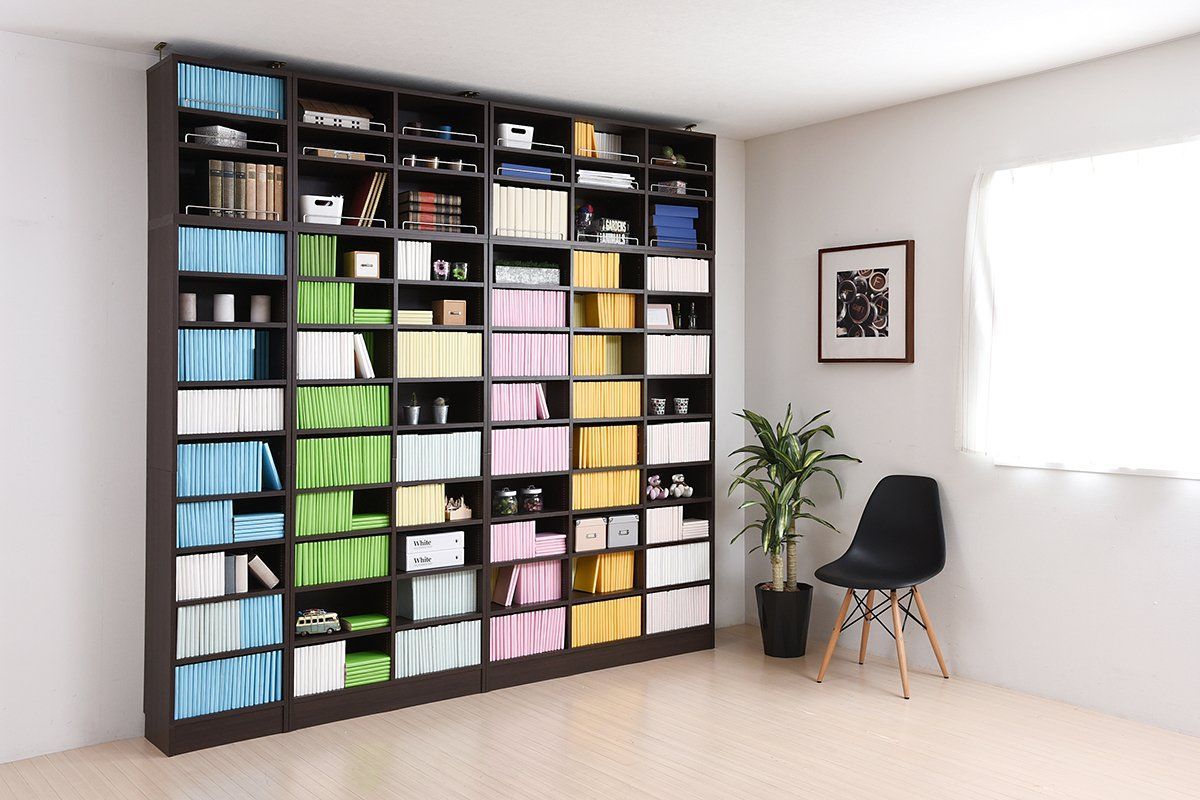 JKプラン MEMORIA 本棚 文庫本 ラック 棚板 1cm 間隔 可動式 深型 オープン 上置き 幅 81 ダークブラウン FRM-0110-DB