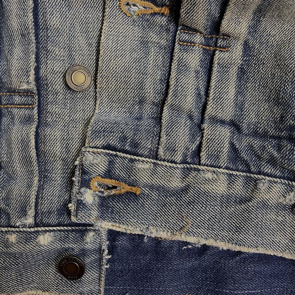 サンローラン パリ デニムジャケット ダメージ加工 バンダナ Gジャン SAINT LAURENT - サンローラン デニム ジャケット メンズ