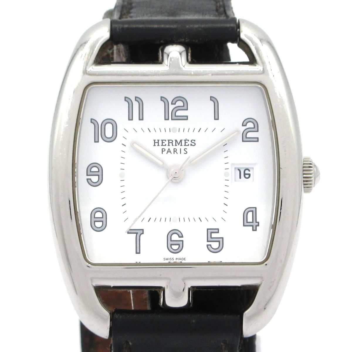 HERMES エルメス 腕時計 ケープコッド ドゥブルトゥール CT1.710 レディース SS|革ベルト|□P 白
