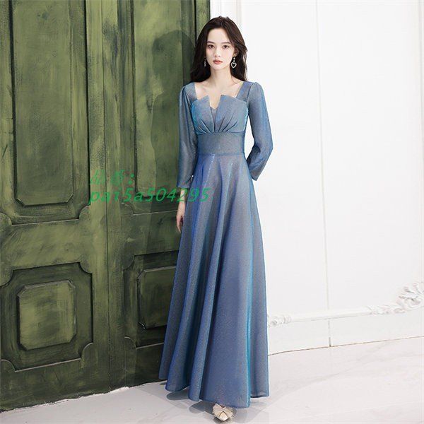 ドレス 大人 ピアノ発表会 ドレス 演奏会 ロング丈 ロングドレス 袖あり 結婚式 感 上品 パーティードレス お呼ばれ pai5a504295