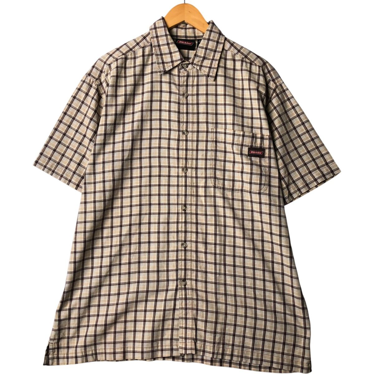 古着 ディッキーズ Dickies チェック柄 半袖 ワークシャツ