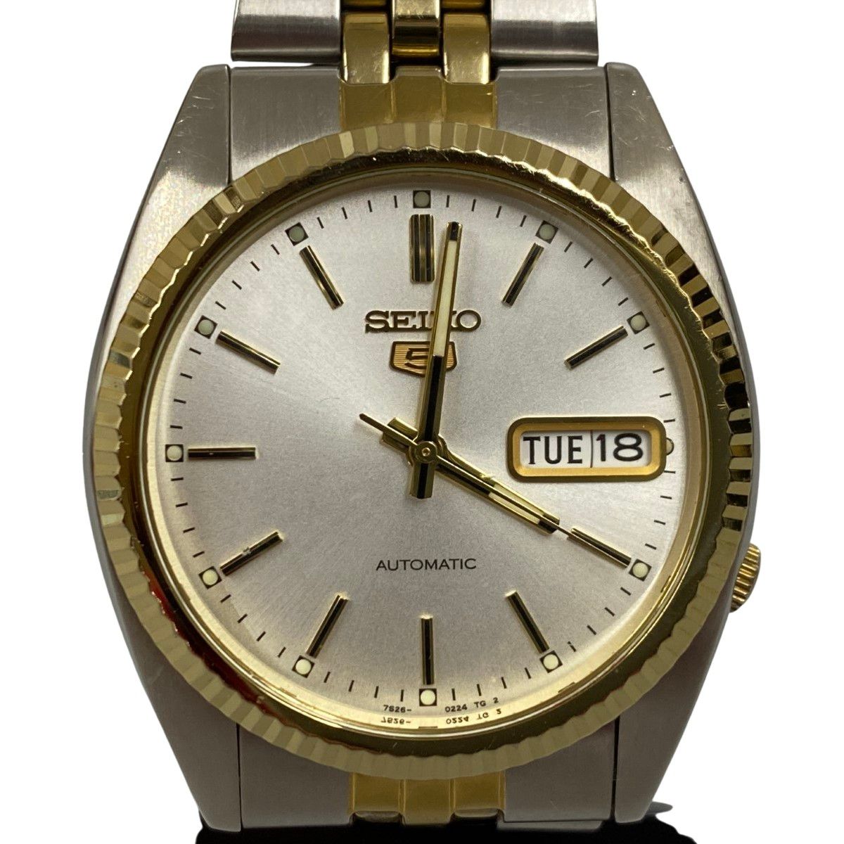 SEIKO 5 7S26-0500 コンビ 裏スケ デイデイト OH済 美品 SEIKO 5 SEIKO 5 7S26-0500 コンビ 裏スケ デイデイト OH済 美品 SEIKO 5