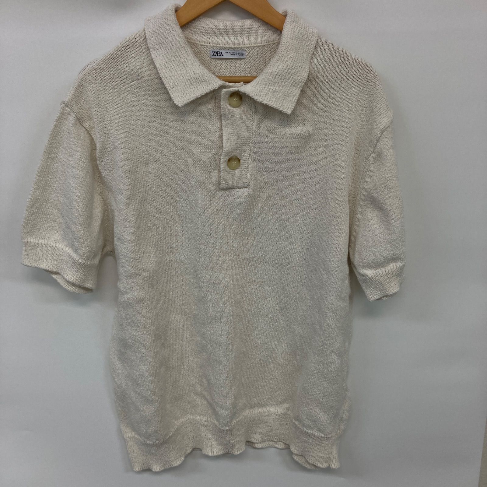 ZARA トップス 半袖 ポロシャツ ホワイト メンズ XL【CT1118】 ZARA ザラ トップス 半袖 ポロシャツ ホワイト メンズ