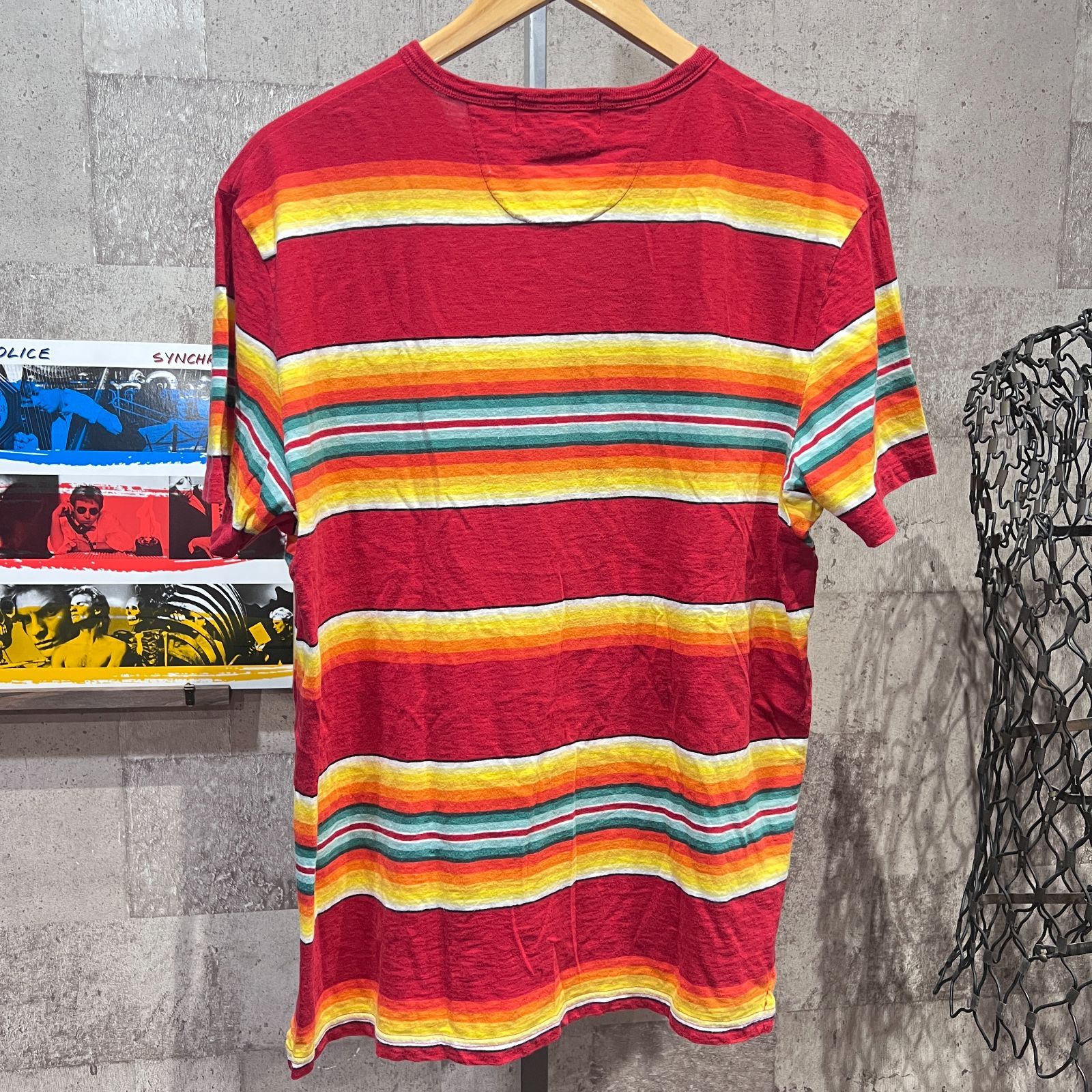 美品 ポロラルフローレン メキシカンボーダー 半袖 ヘンリーネック T 