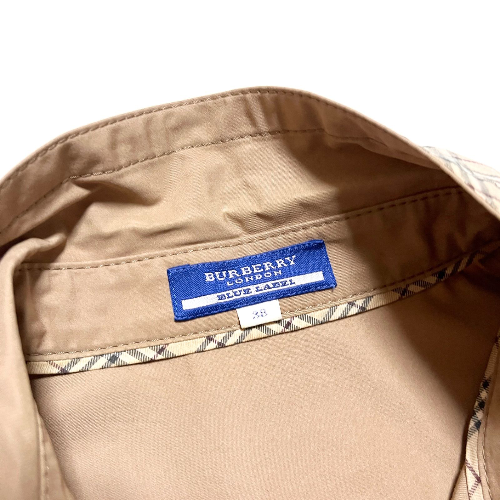 希少　BURBERRY BLUE LABEL シャツワンピース　ベルト　ロゴ刺繍 希少 BURBERRY BLUE LABEL シャツワンピース ベルト ロゴ刺繍