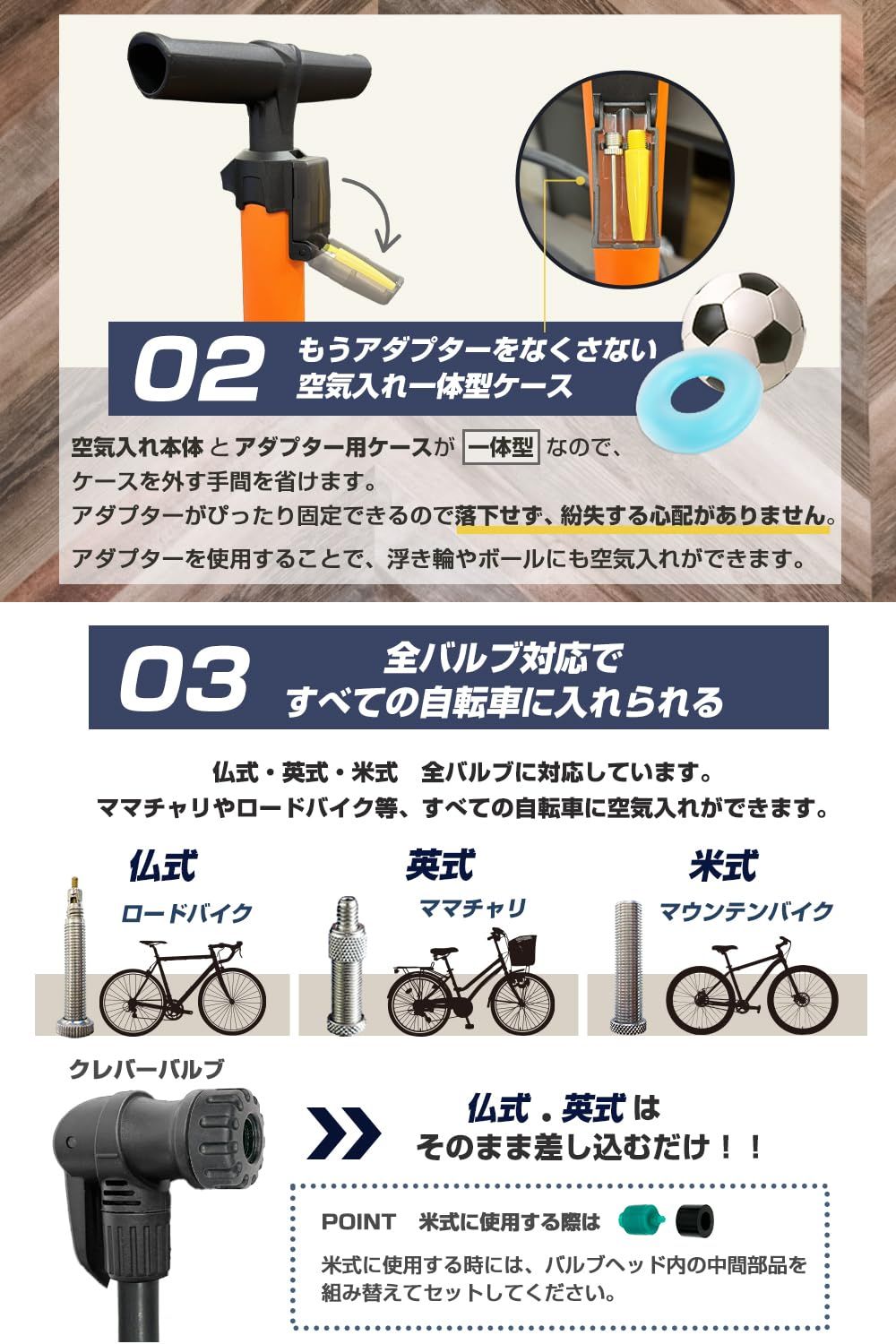 【迅速発送】【台湾製】SMRG 自転車 空気入れ 英式 仏式 米式バルブ対応 小型 軽量 コンパクト フロアポンプ 空気針 ノズル 付属 ...