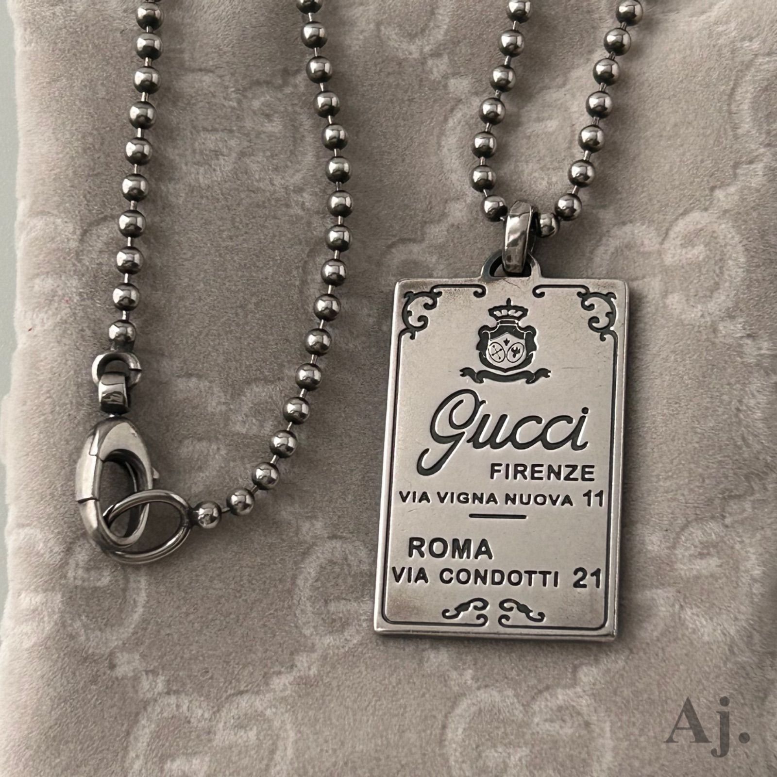 グッチ 希少 FIRENZE プレート ロング ボール Chain ネックレス
