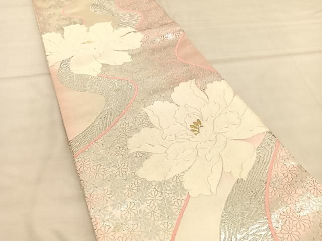 平和屋着物◎六通柄袋帯 唐織 早春香流 金銀糸 正絹 逸品 BAAU5333hv