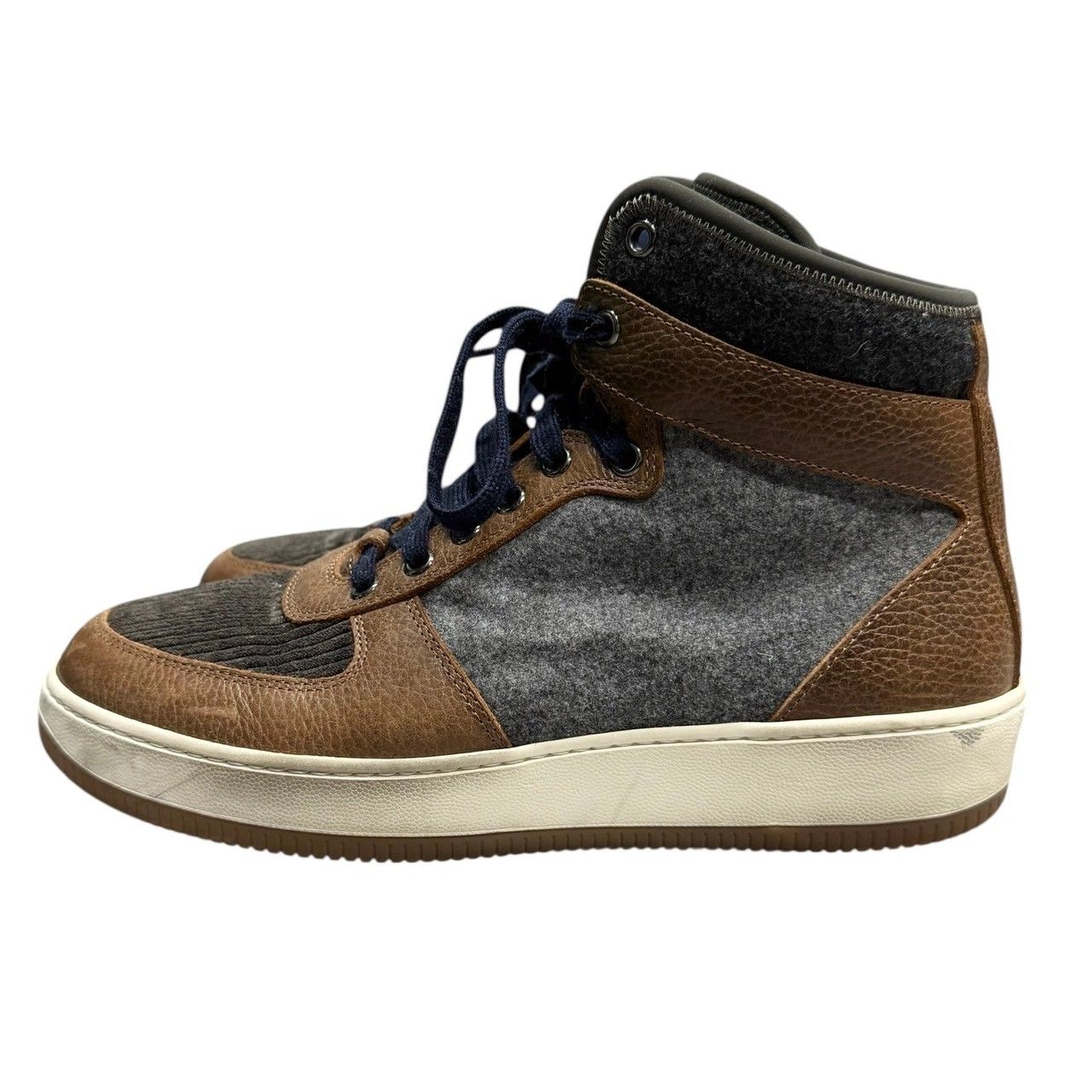 BRUNELLO CUCINELLI ブルネロクチネリ ウール切替ハイカットレザー 
