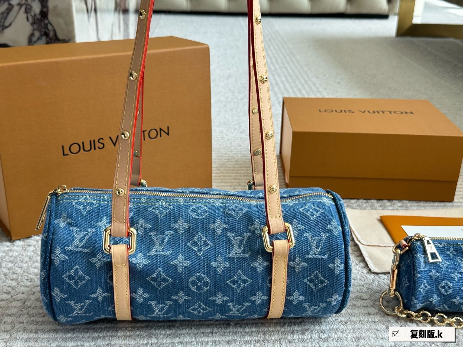 2024SS★人気★Louis Vuitton★パピヨンハンドバッグ デニム 2024SS☆人気☆Louis Vuitton☆パピヨンハンドバッグ デニム