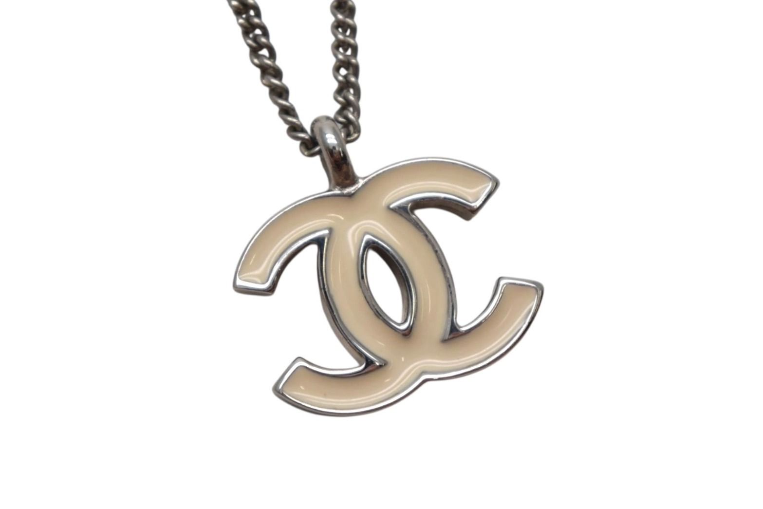 CHANEL シャネル ココマーク ネックレス 02C シルバー ホワイト