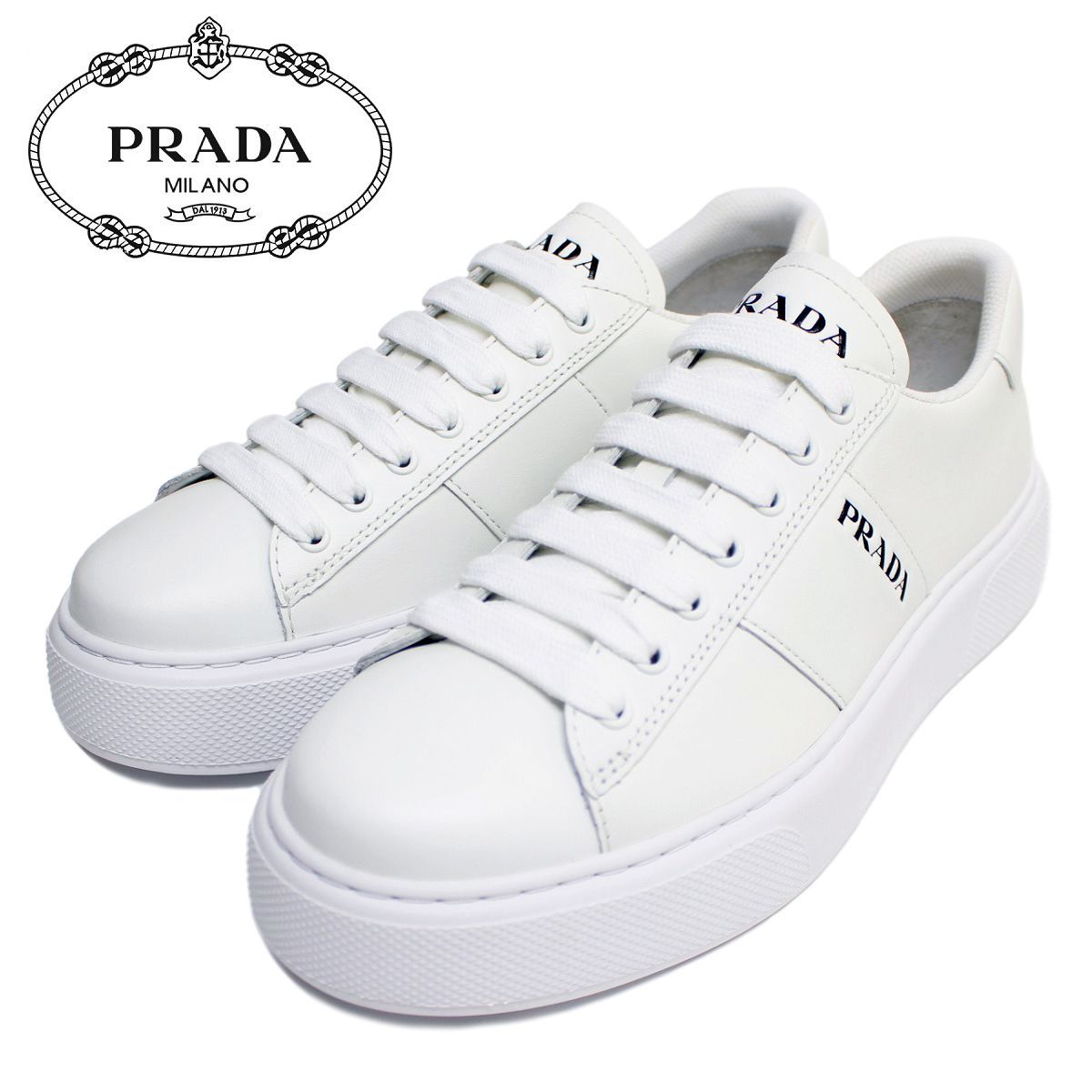 送料0円】【送料0円】未使用 PRADA レザースニーカー スニーカー